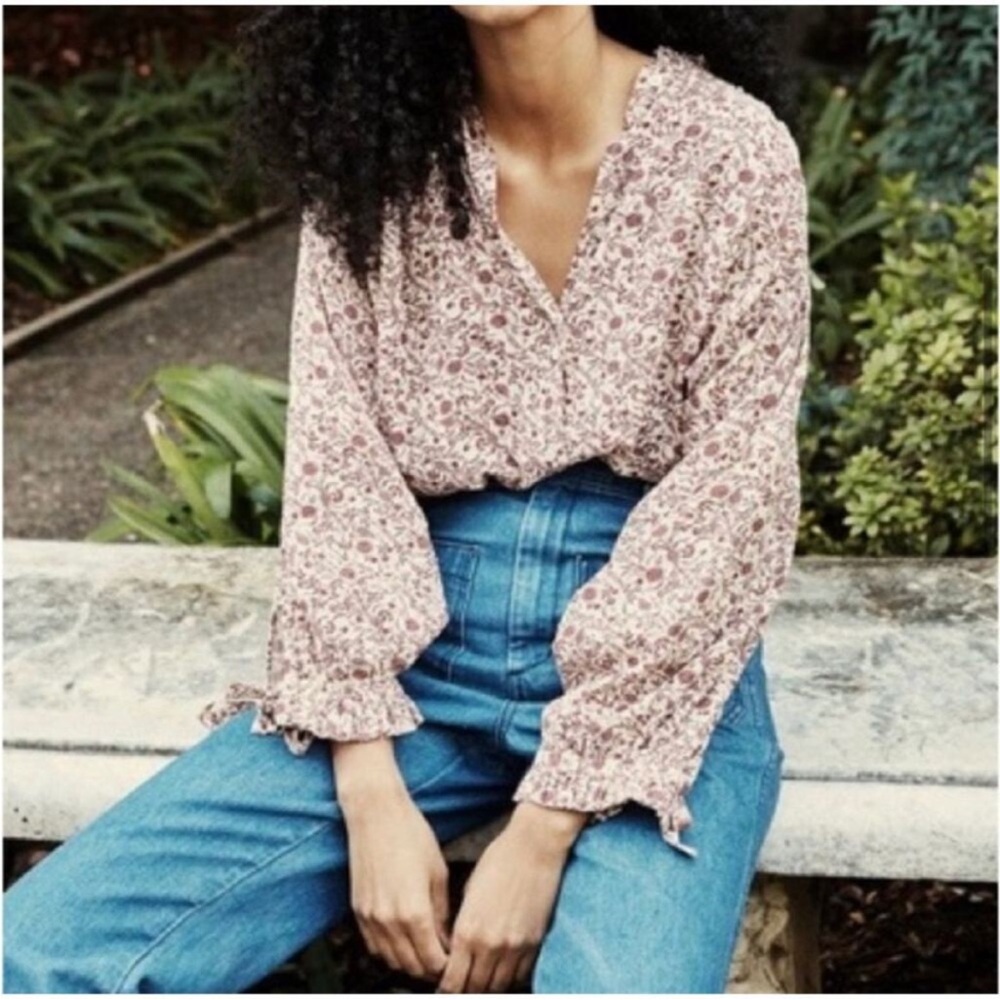 Doen Rose Top- Blush Mini Earl Floral Print XS